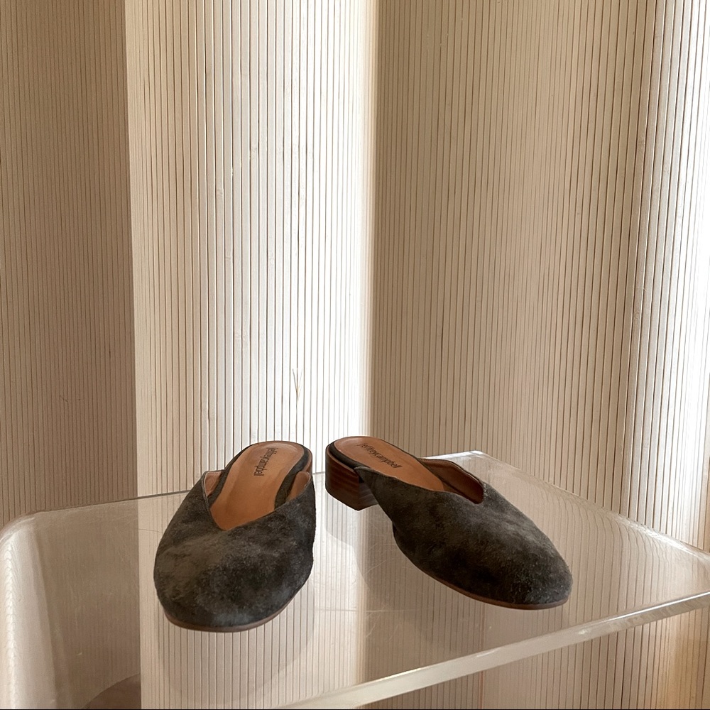 Grey Suede Mules